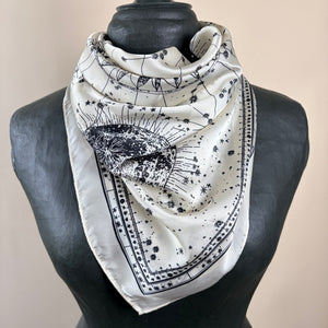 Square silky scarf with celestial design 'CHILHAM'