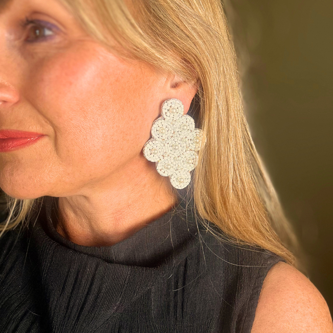 GLORIA bejewelled rhombus shaped statement earrings