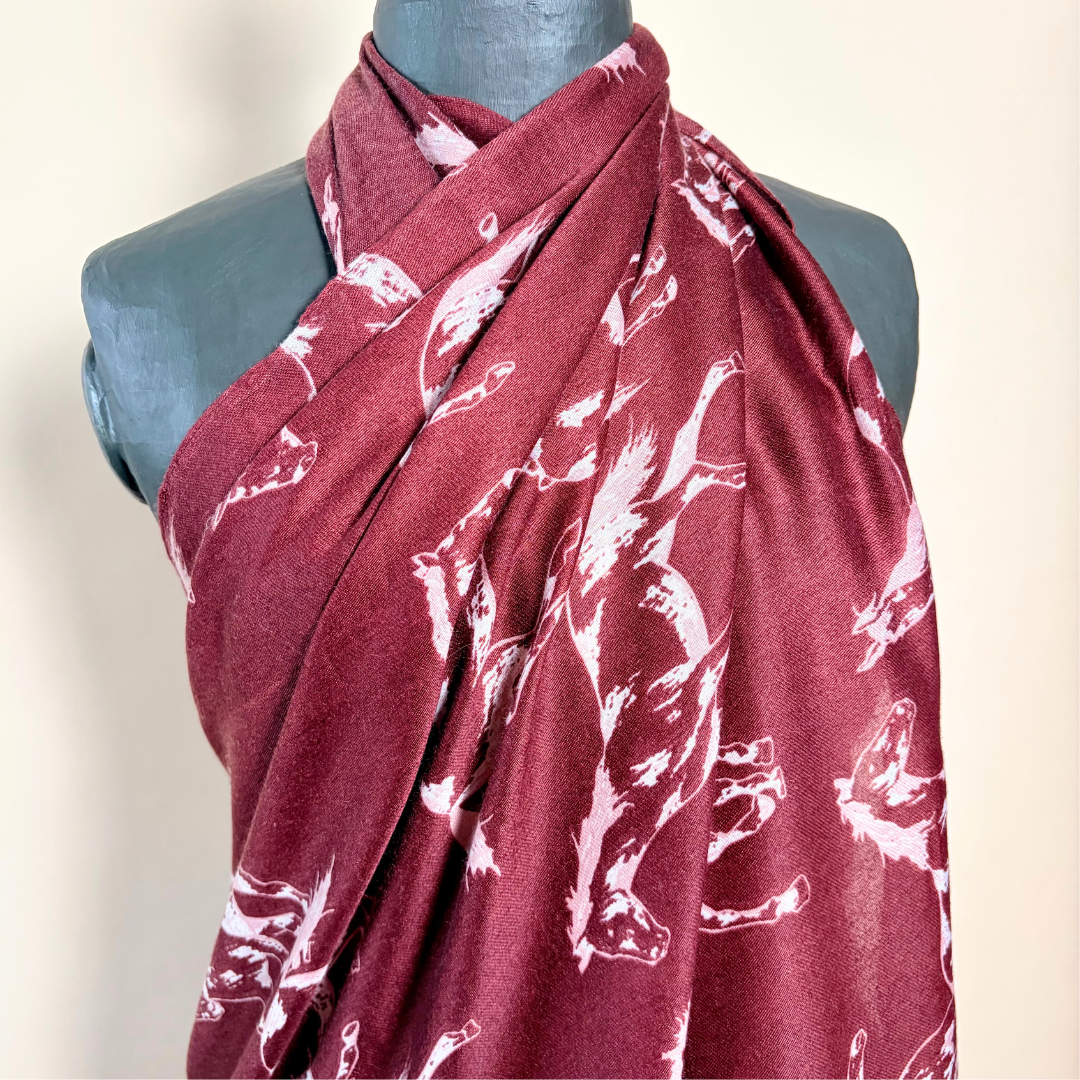Lavenham - lightweight long scarf/sarong with horse design