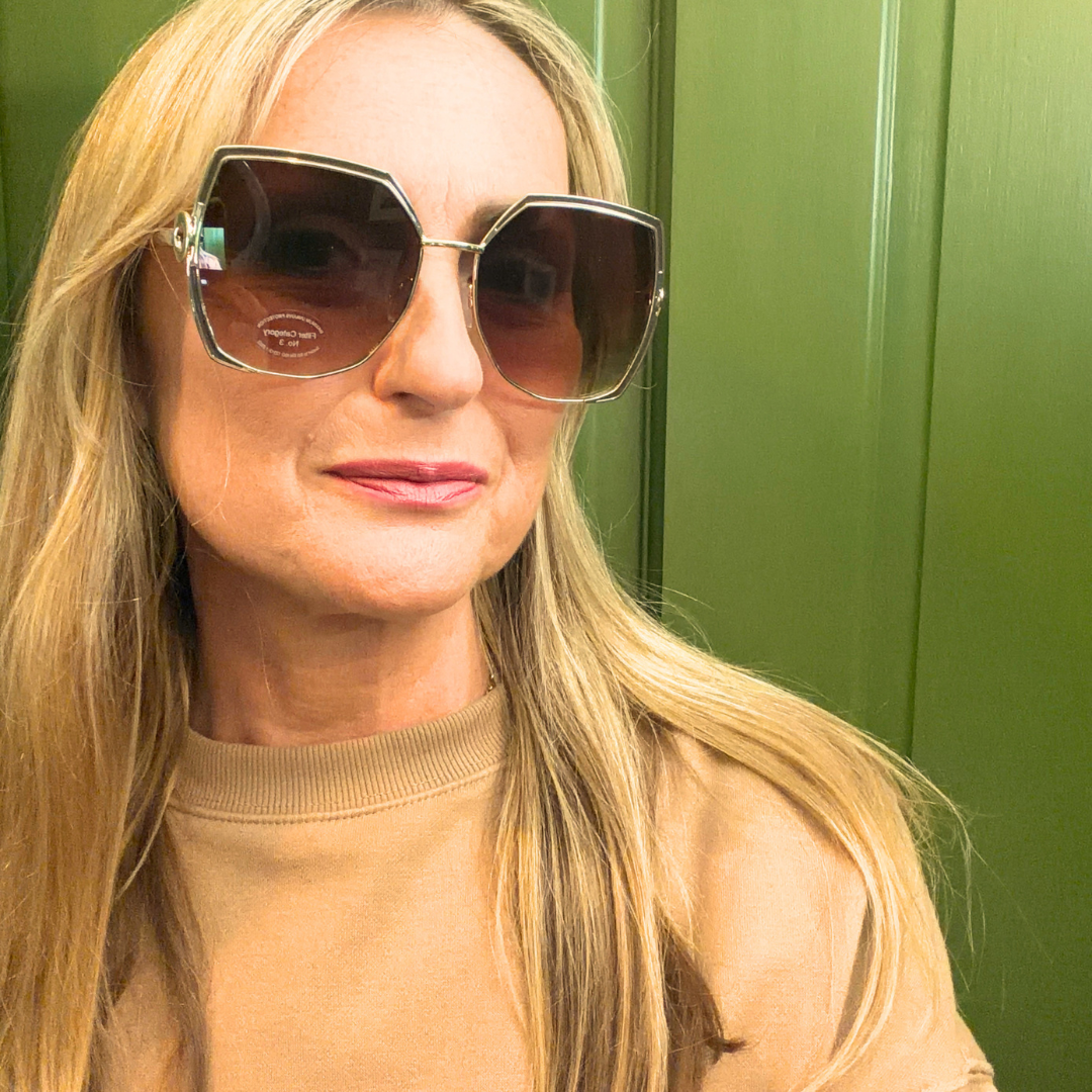 MEXICO  oversized geometric metal framed ladies sunglasses