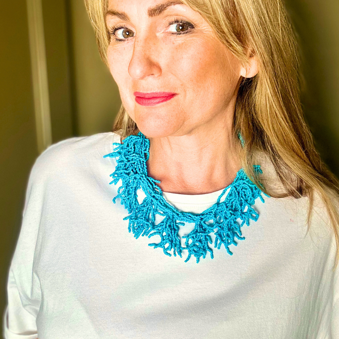 ARIANA coral beaded choker necklace