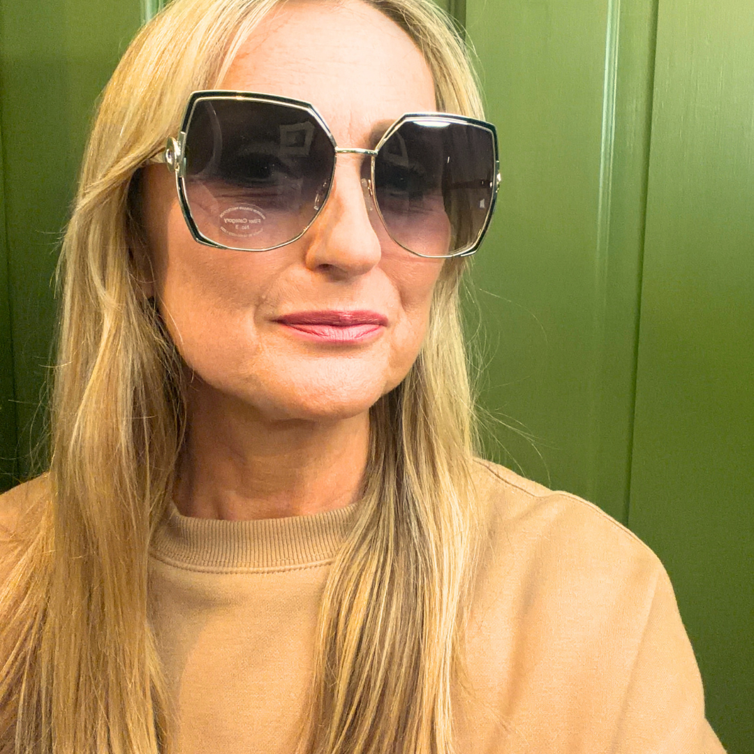 MEXICO  oversized geometric metal framed ladies sunglasses