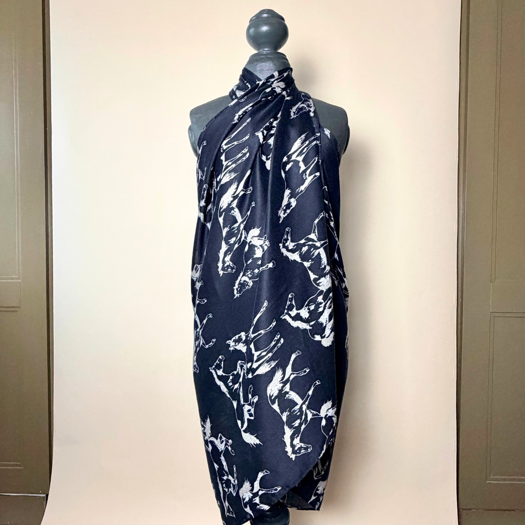 Lavenham - lightweight long scarf/sarong with horse design