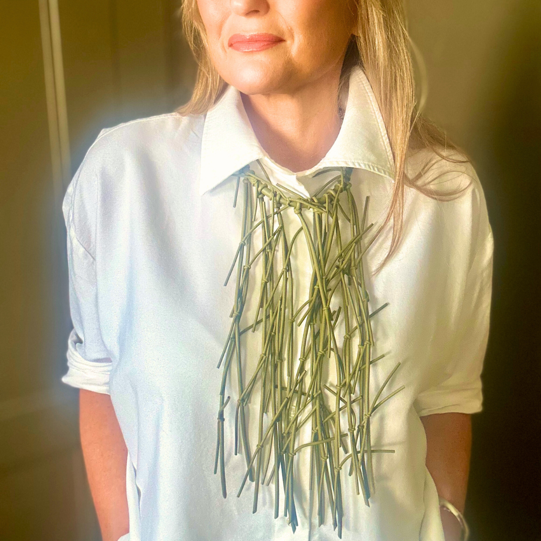 VICTORIA rubber fringe choker statement necklace