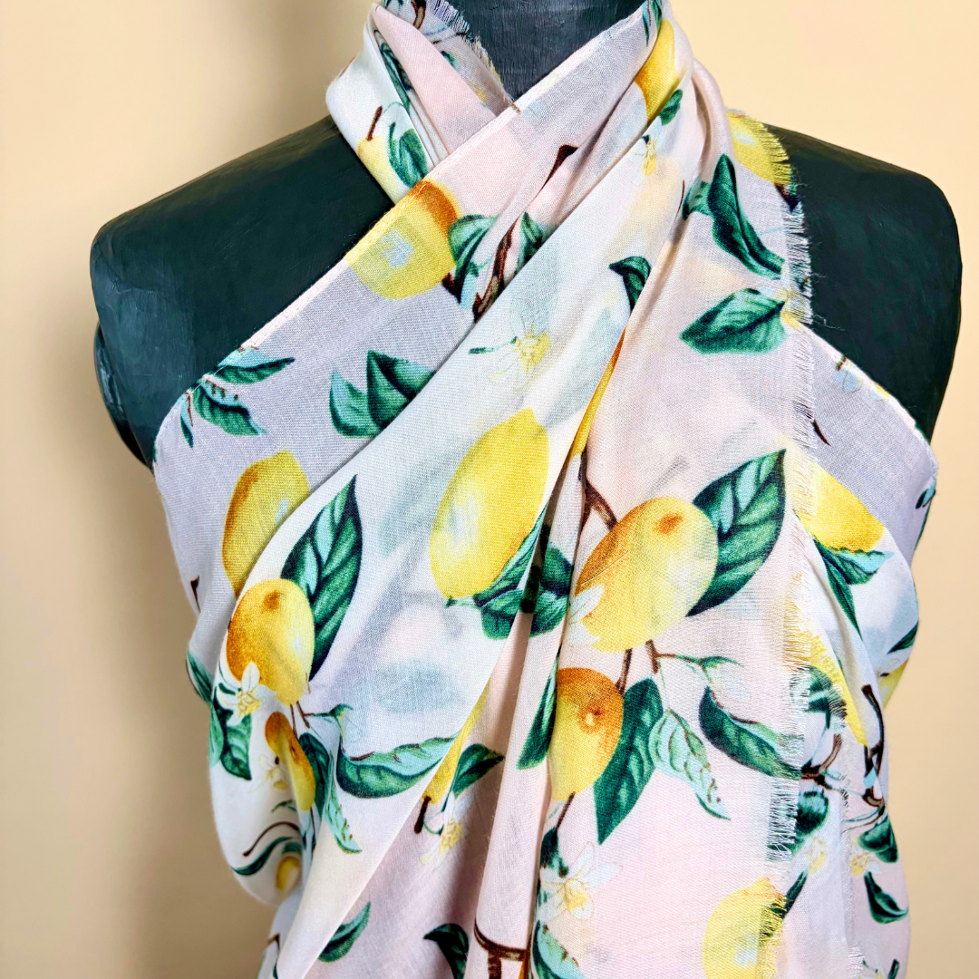 PORTMEIRION lightweight long scarf/sarong with lemon design