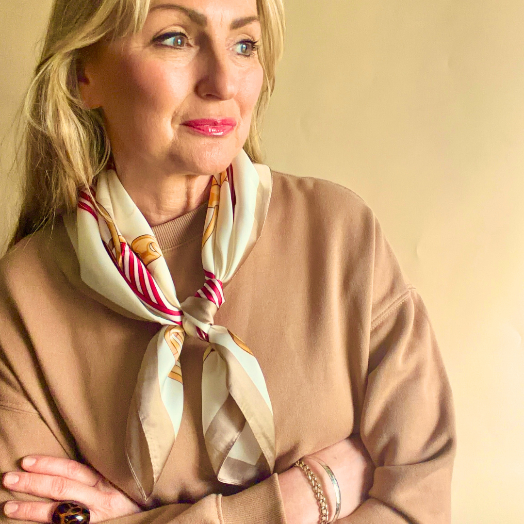 LUDLOW square satin-feel scarf with horse bit design