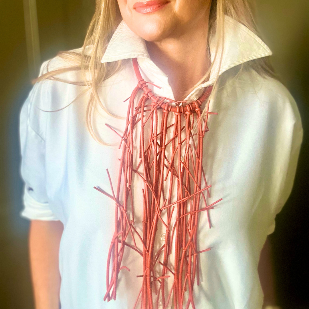 VICTORIA rubber choker fringe statement necklace