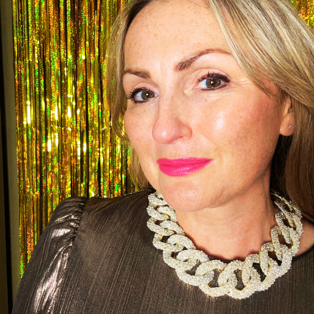 AMELIA pearl encrusted oversized link choker necklace