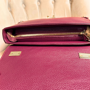 NAPLES leather top handle bag with gold hardware detail