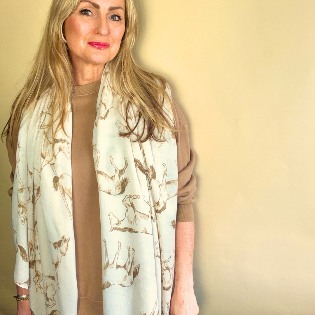 LAVENHAM lightweight long scarf/sarong with horse design