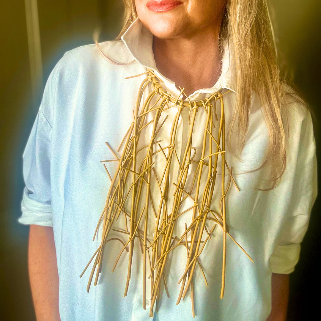 VICTORIA rubber fringe choker statement necklace