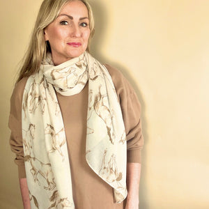 LAVENHAM lightweight long scarf/sarong with horse design