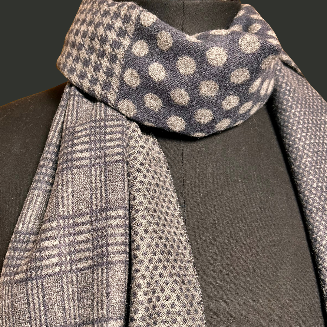 MAYFAIR dot and tartan print men's scarf