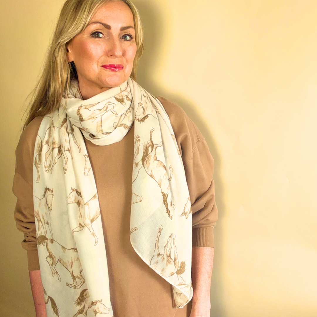 LAVENHAM lightweight long scarf/sarong with horse design
