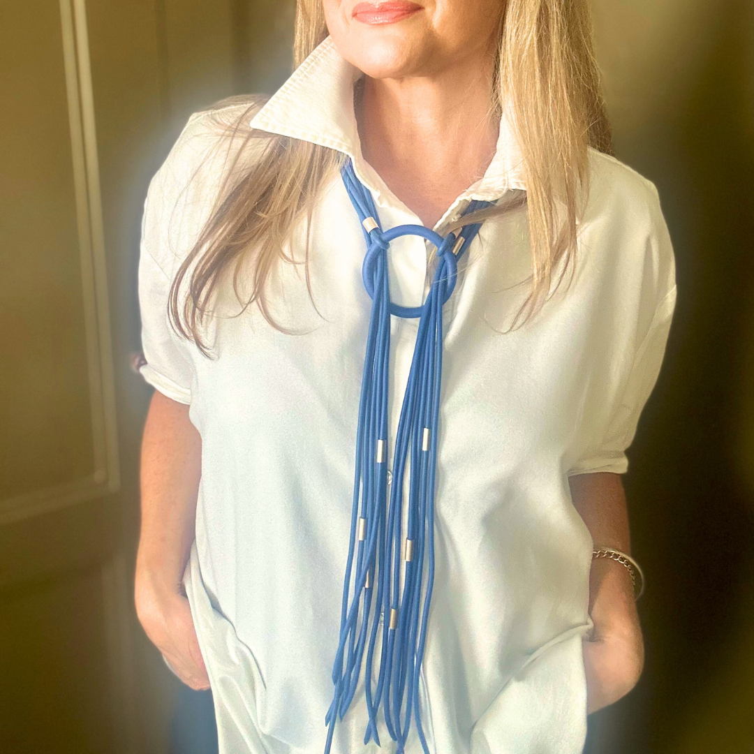 EDEN long rubber tassel and ring necklace