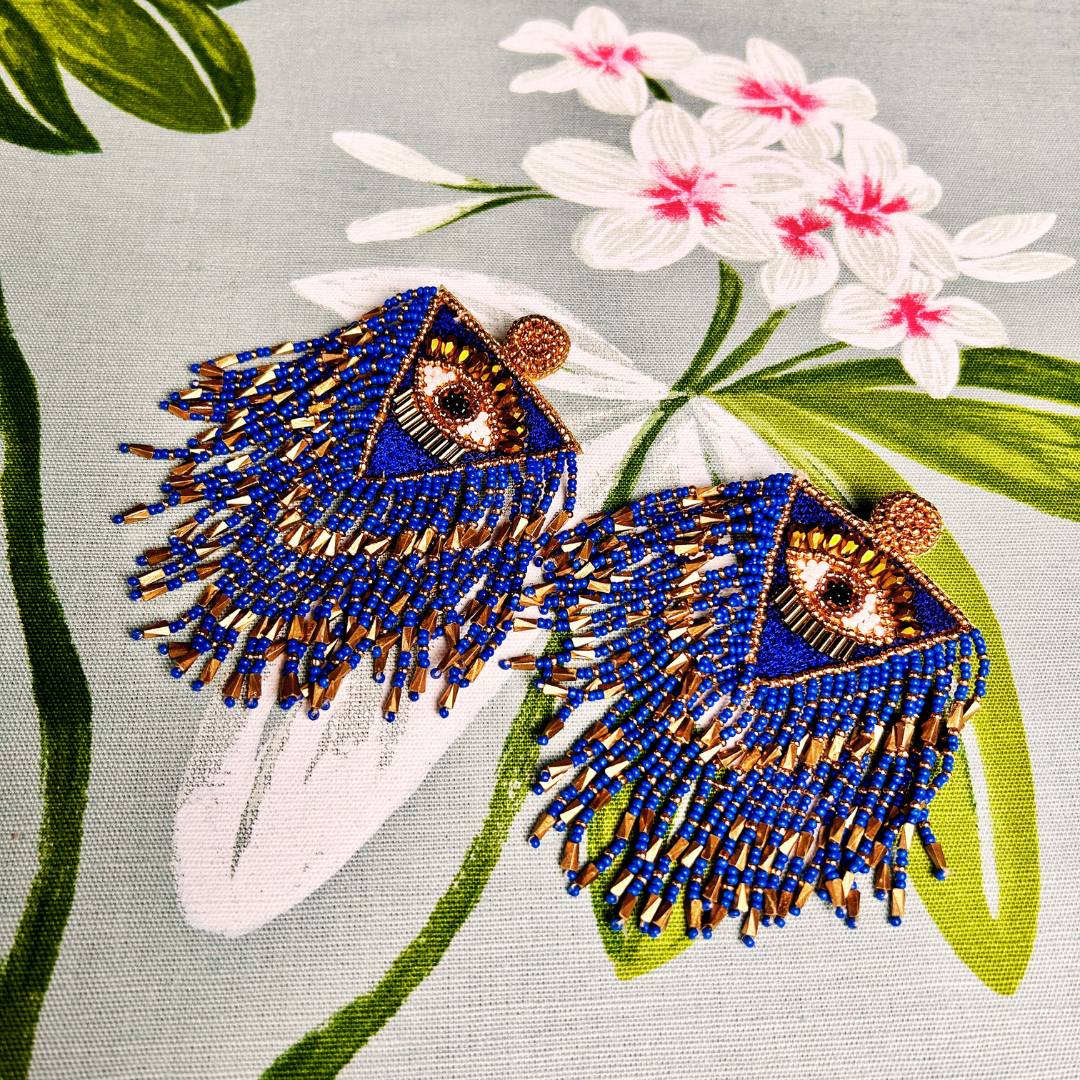TABITHA beaded eye oversized drop earrings