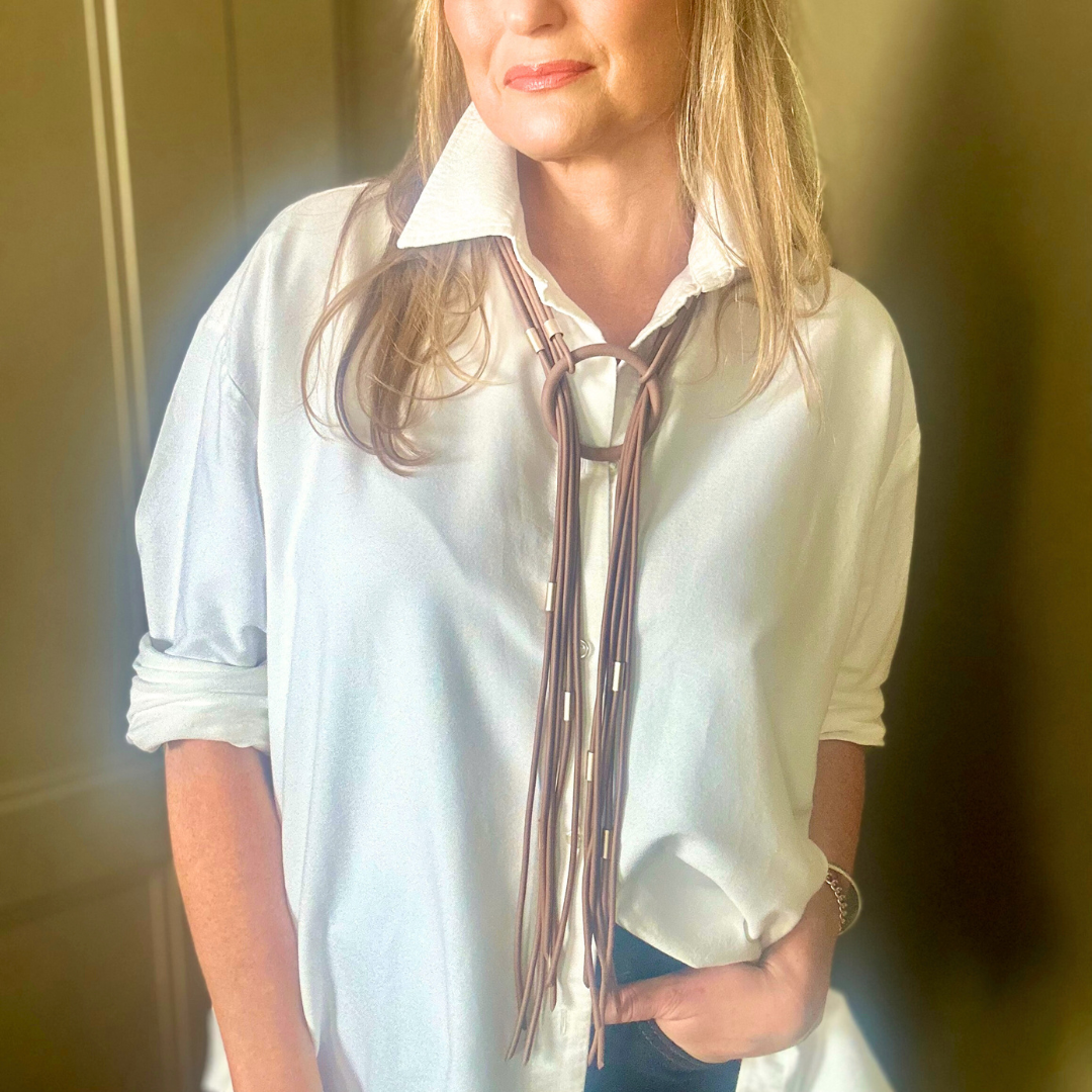 EDEN long rubber tassel and ring necklace