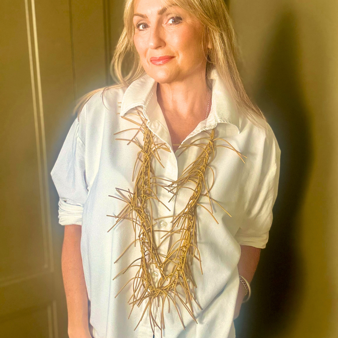 ROSIE long rubber fringe statement necklace