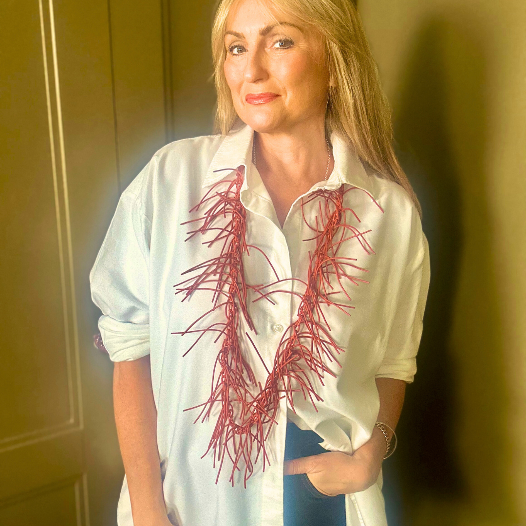 ROSIE long rubber fringe statement necklace