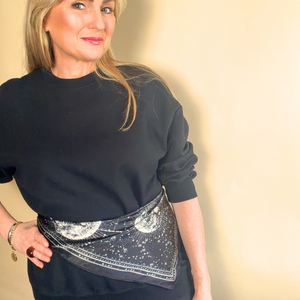 CHILHAM square satin-feel scarf with celestial design