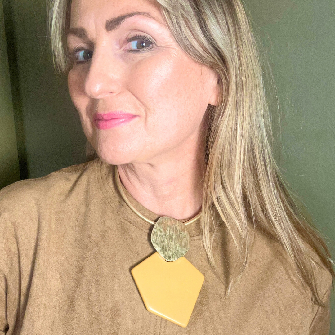 CAROLYN geometric shaped collar statement necklace