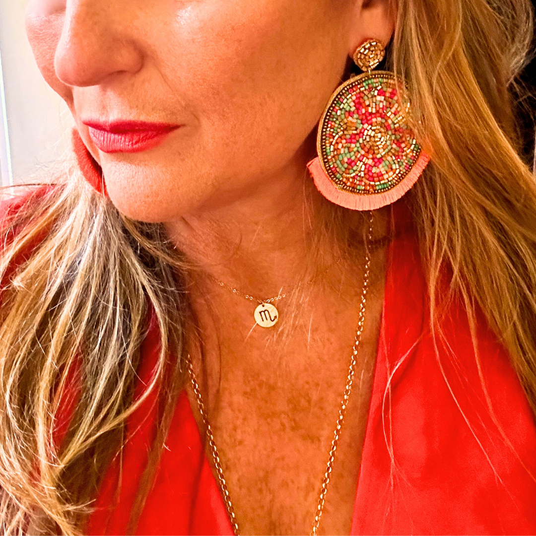 LUCINDA large bead & fringe drop statement earrings