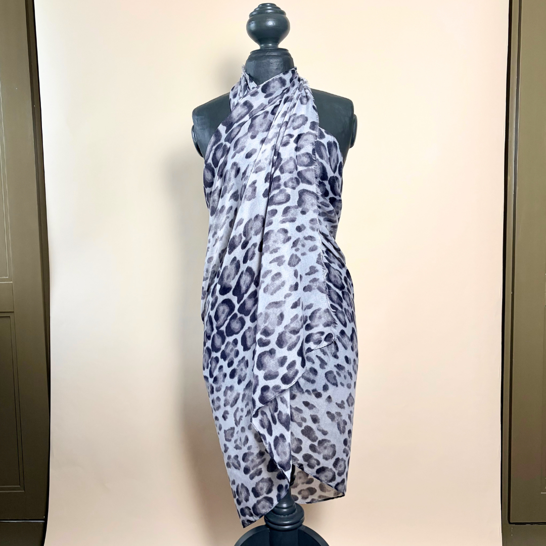 SALCOMBE lightweight leopard print scarf/sarong