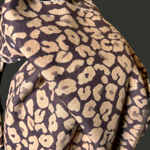 PICCADILLY leopard print long fringe scarf