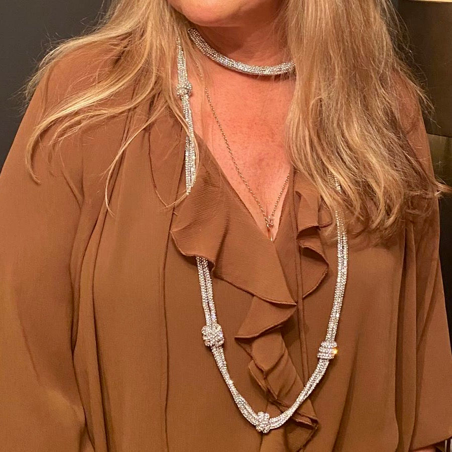 MOTSI long crystal knot necklace