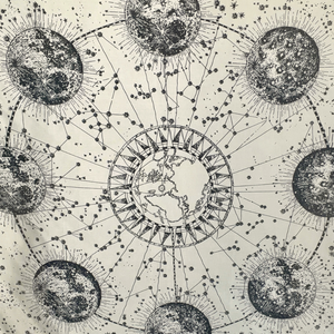 CHILHAM square satin-feel scarf with celestial design