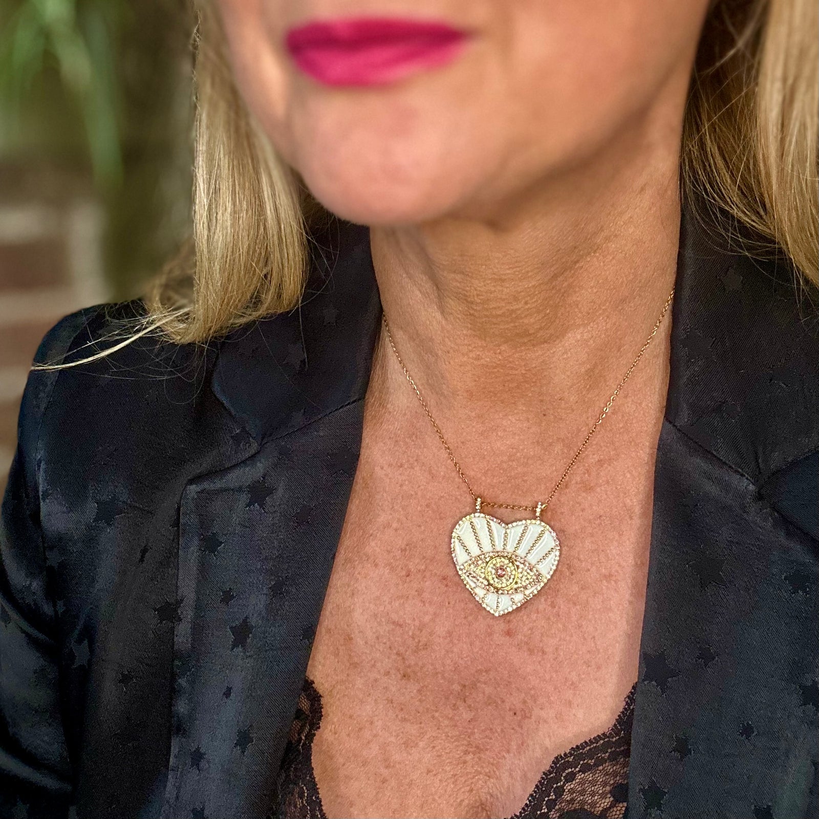 MEGAN enamel eye heart pendant necklace