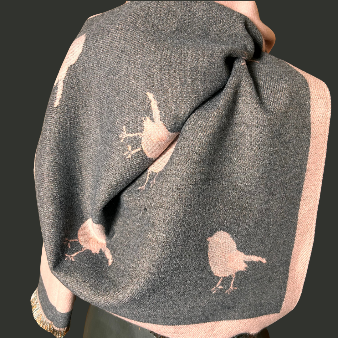 KNIGHTSBRIDGE robin print reversible long scarf