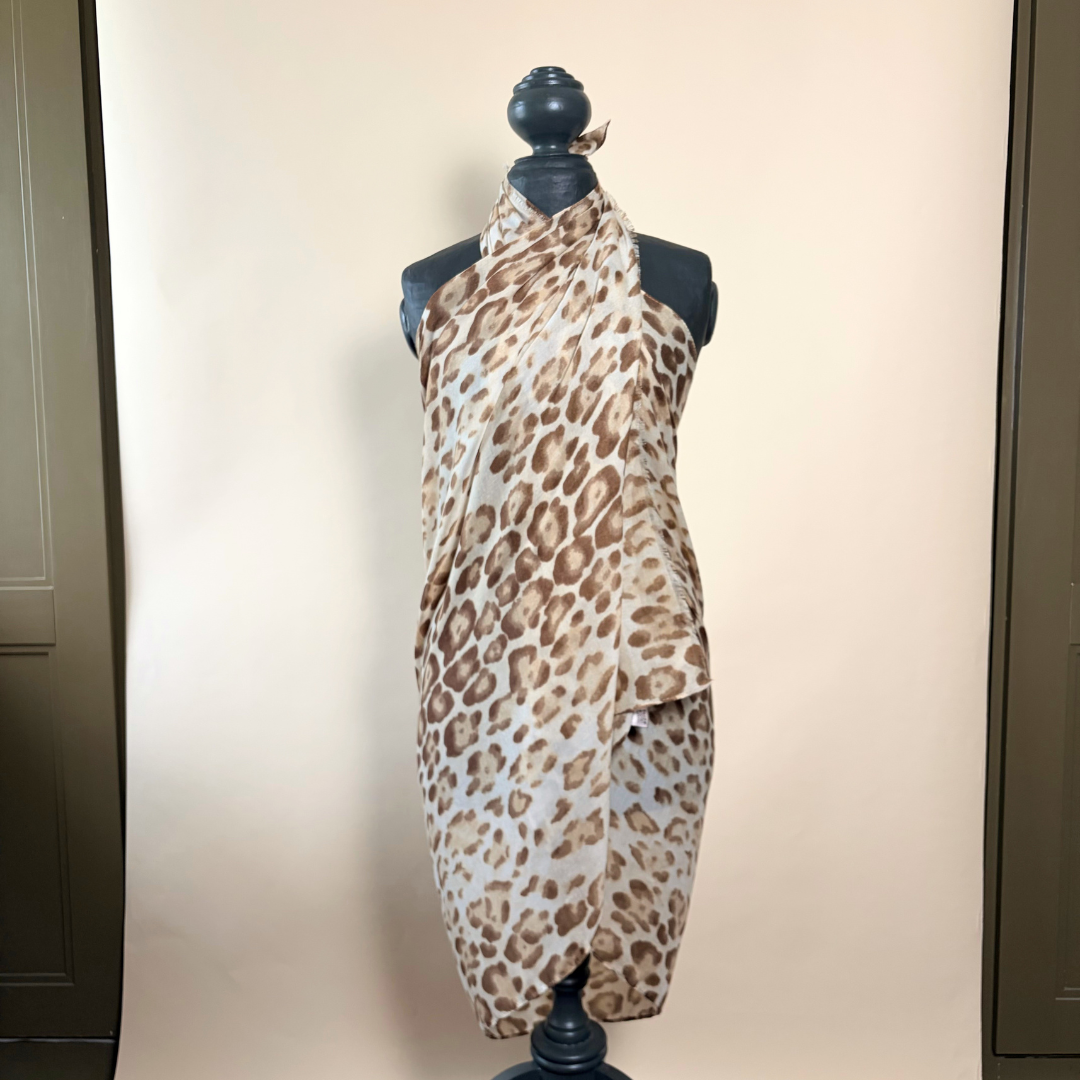 SALCOMBE lightweight leopard print scarf/sarong