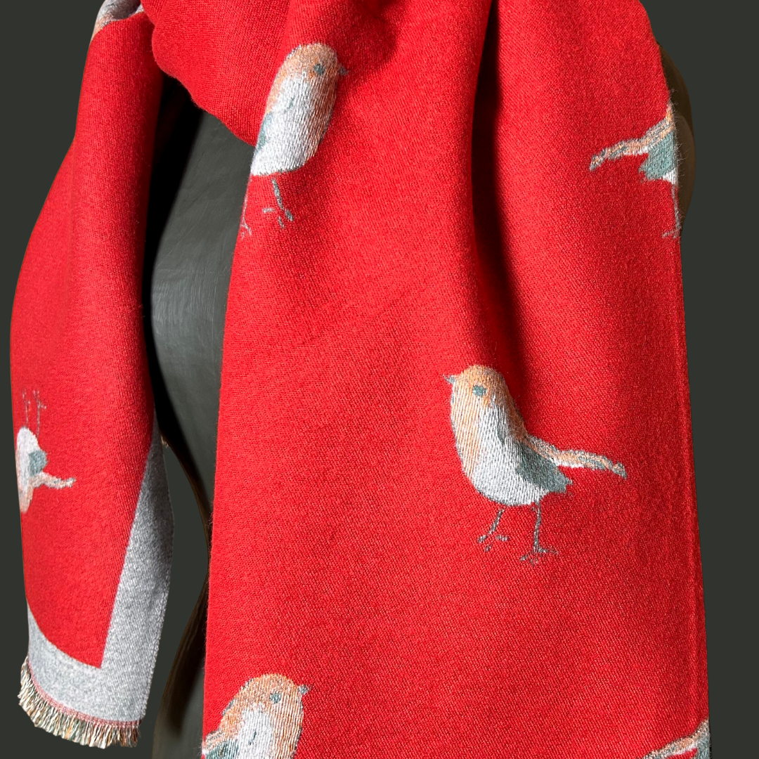 KNIGHTSBRIDGE robin print reversible long scarf