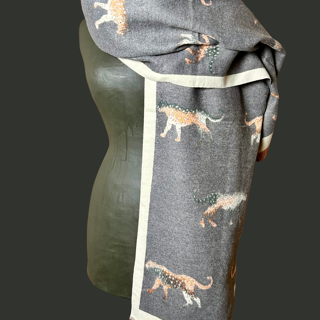 MAIDA VALE long leopard design women's reversible scarf