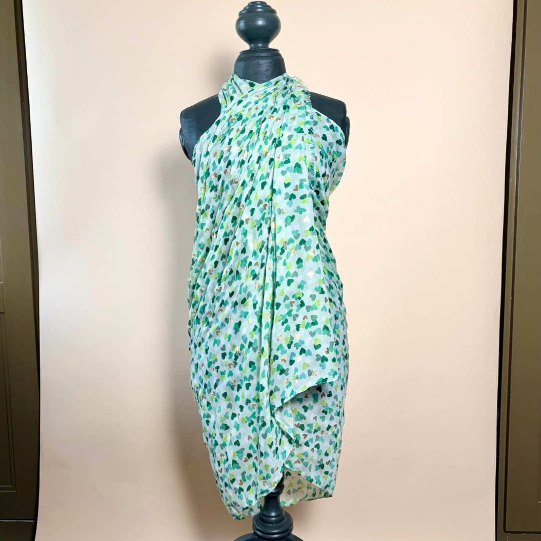 ST IVES lightweight long scarf/sarong with heart design
