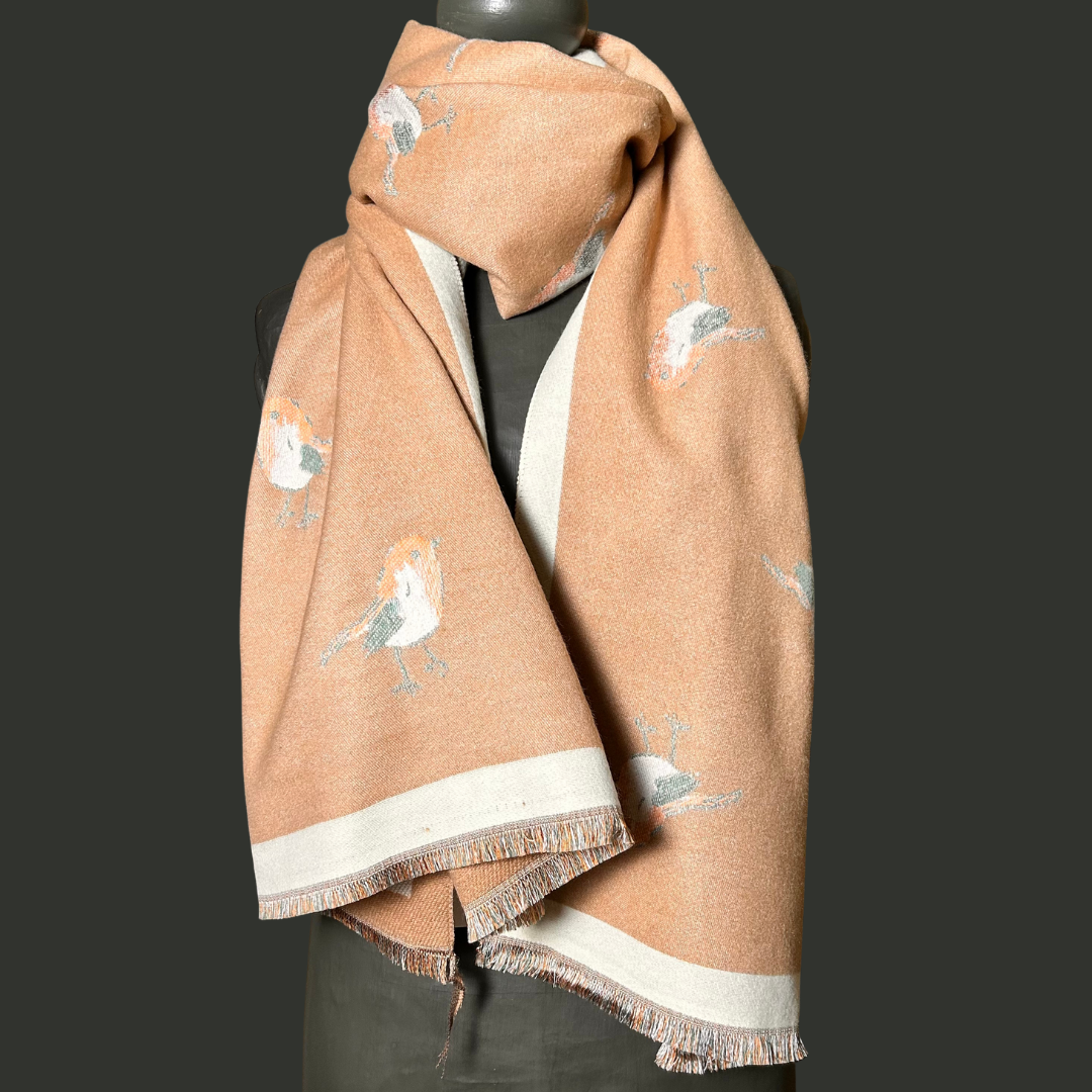 KNIGHTSBRIDGE robin print reversible long scarf