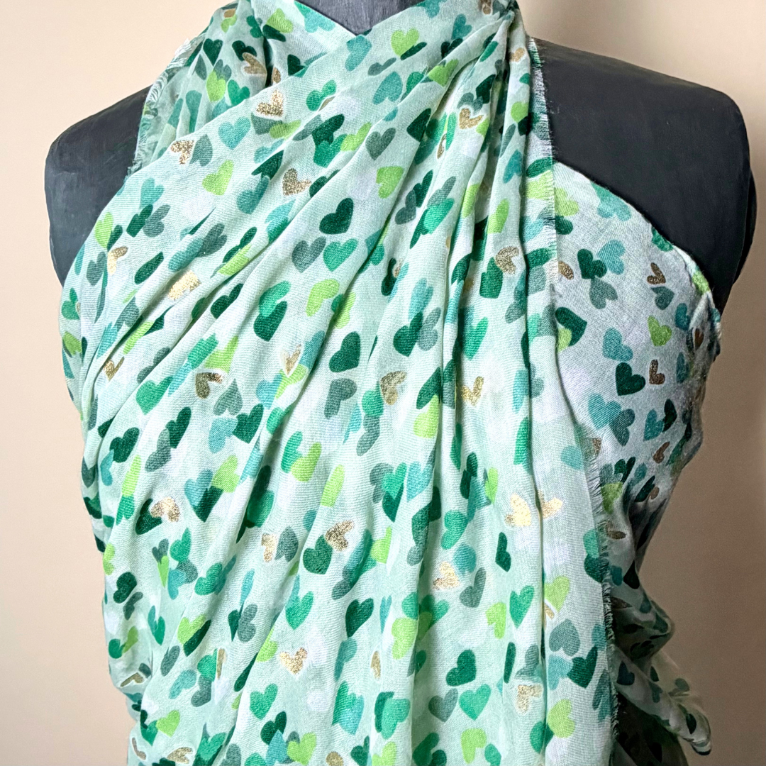 ST IVES lightweight long scarf/sarong with heart design