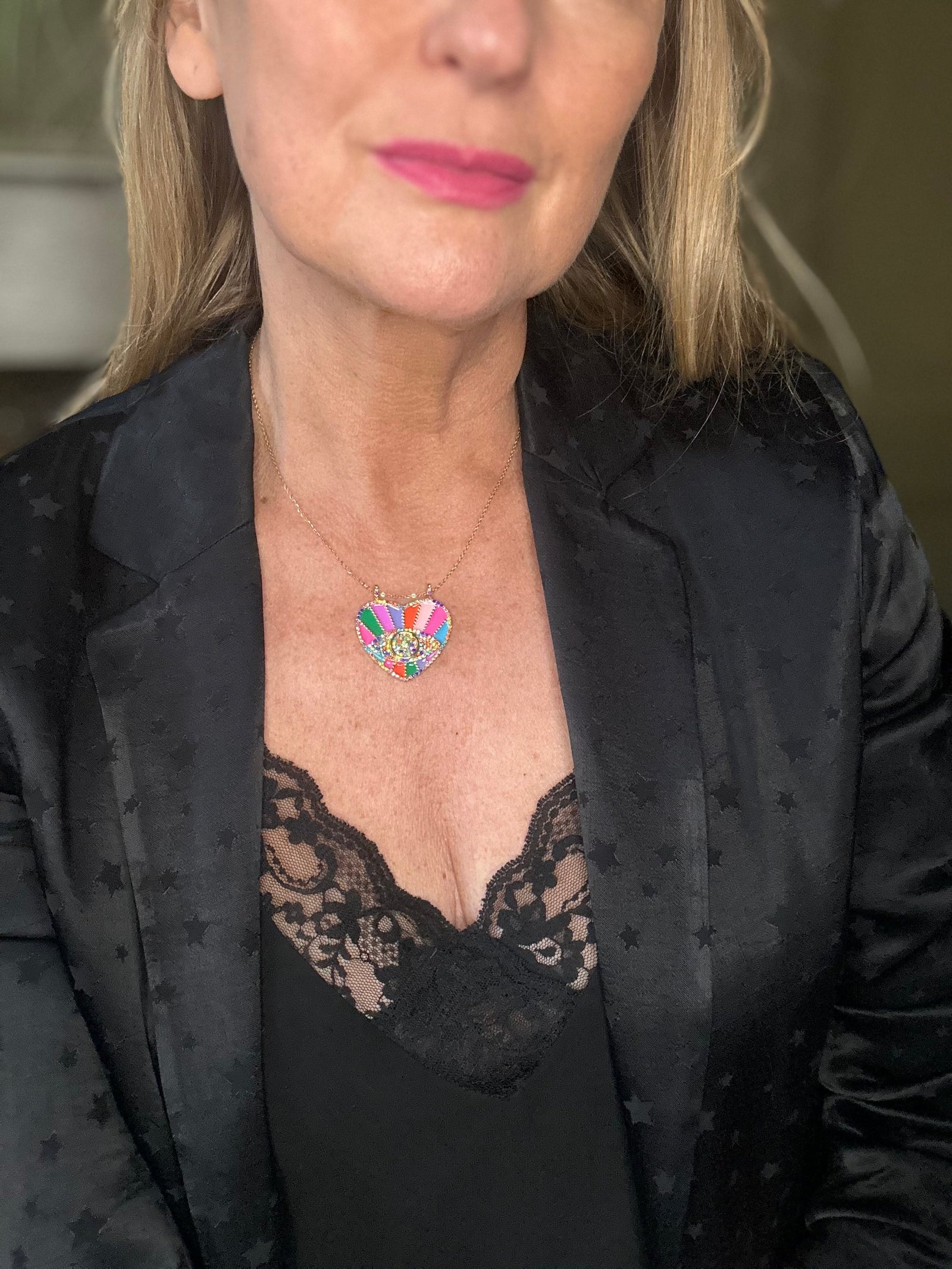 MEGAN enamel eye heart pendant necklace