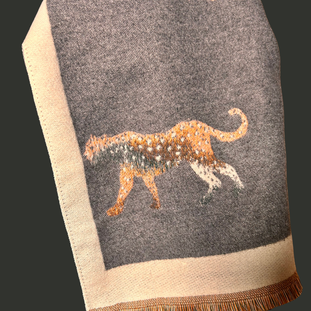 MAIDA VALE long leopard design women's reversible scarf