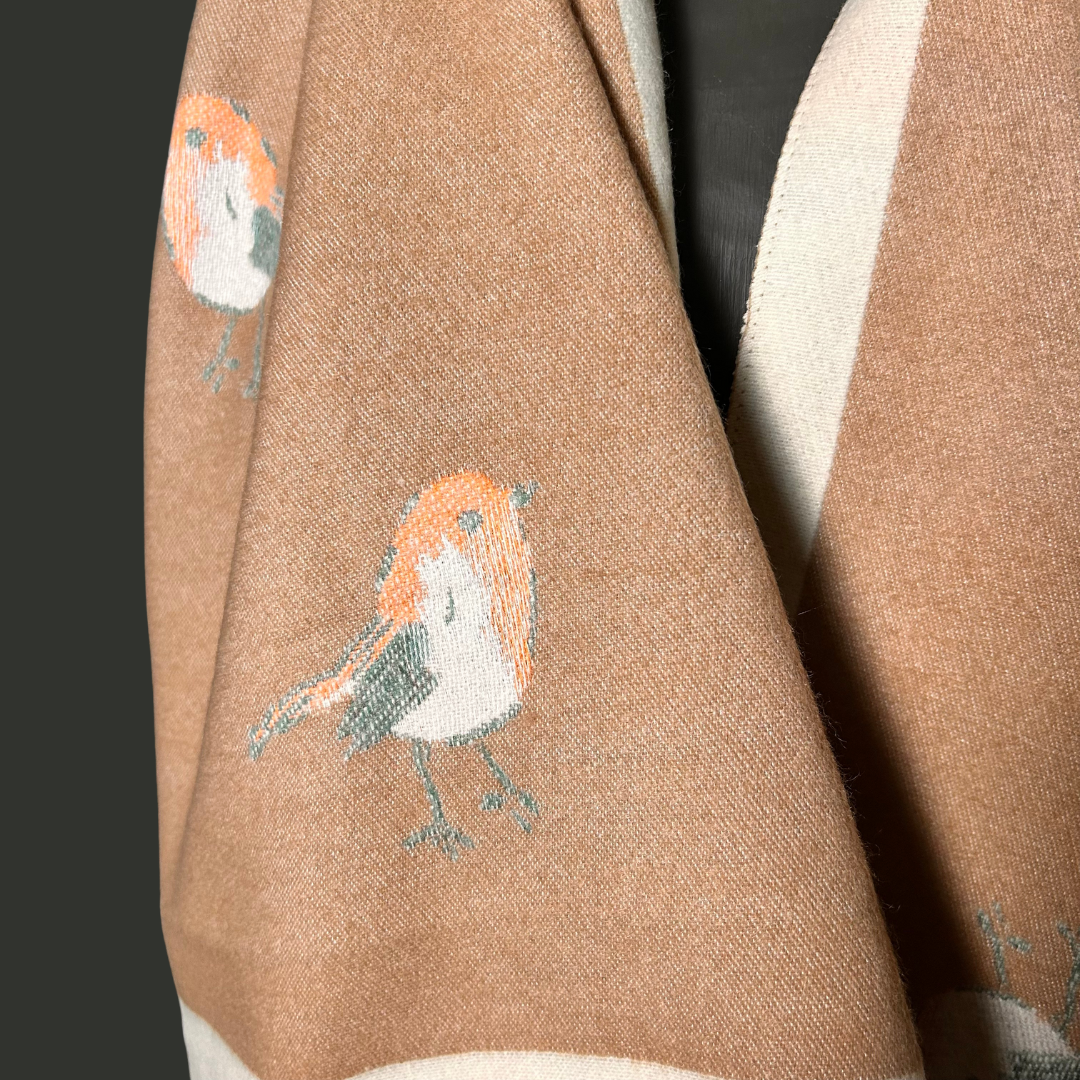 KNIGHTSBRIDGE robin print reversible long scarf