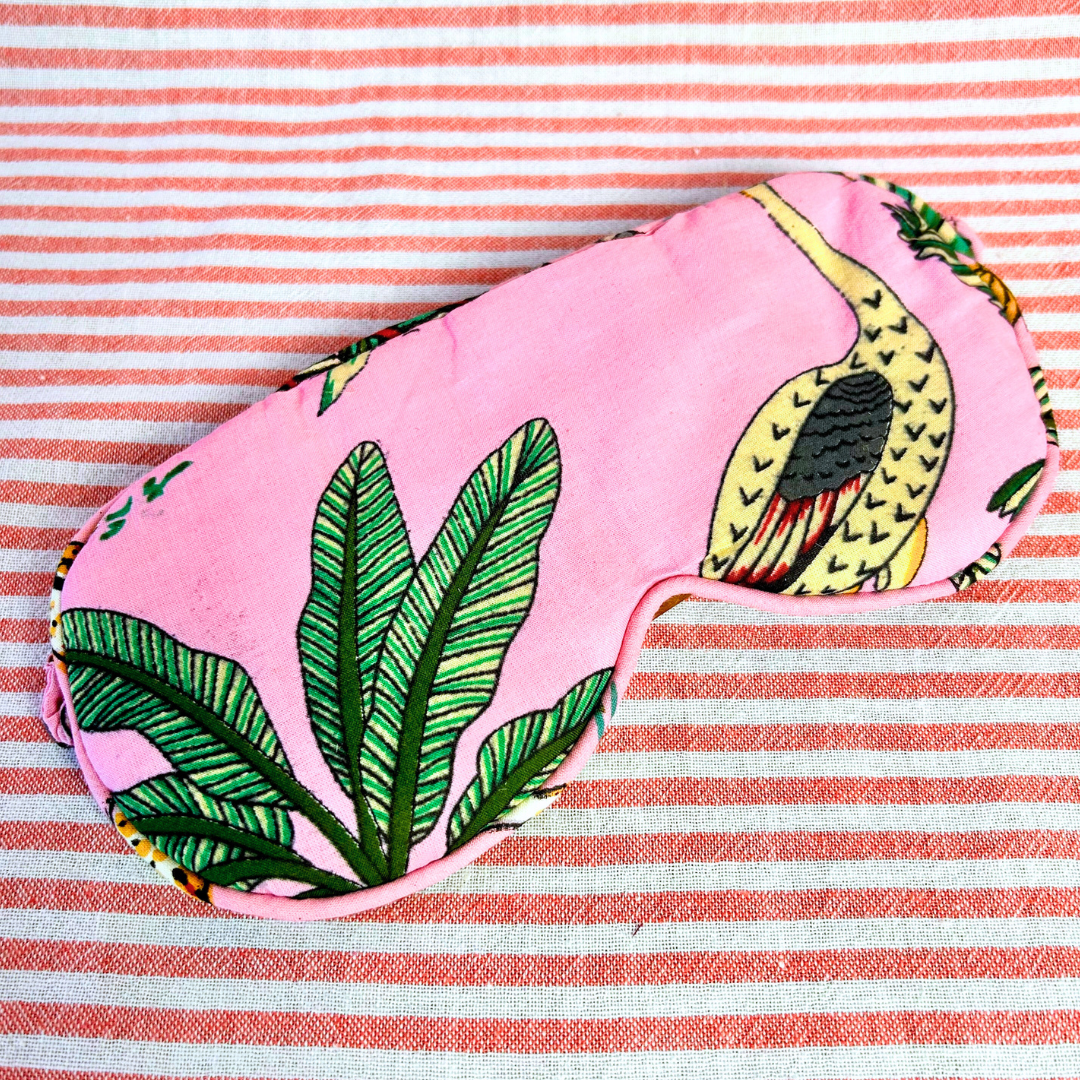 BROOKS sugar pink cotton jungle print eye mask