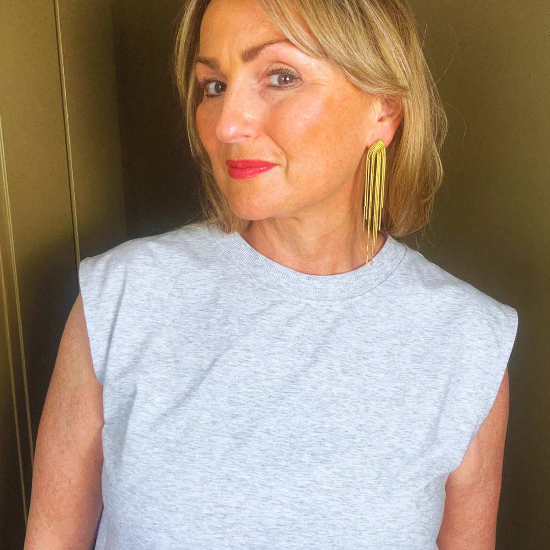 LEONORA metal art deco inspired cascade drop earrings