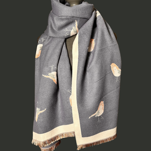 KNIGHTSBRIDGE robin print reversible long scarf