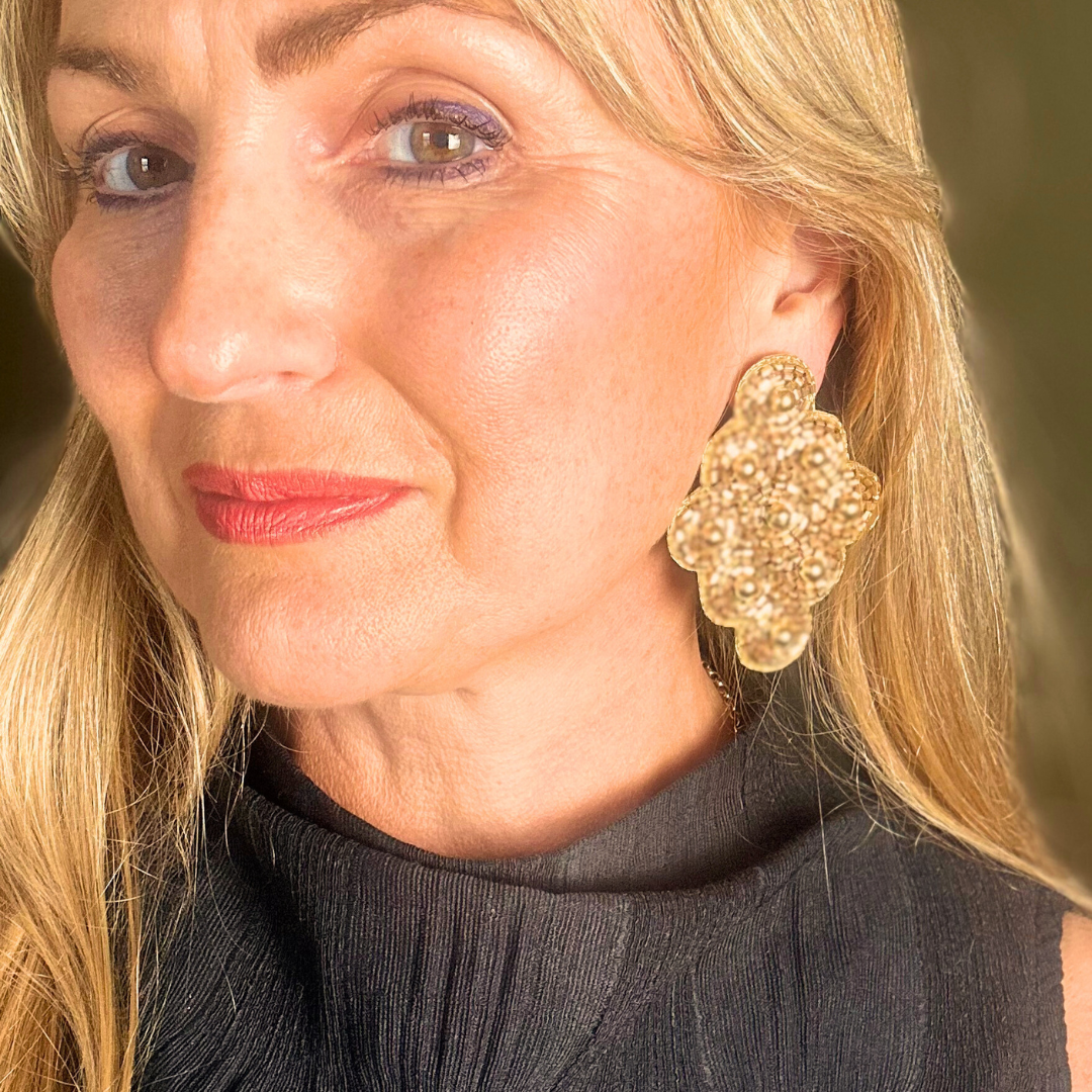 GLORIA bejewelled rhombus shaped statement earrings