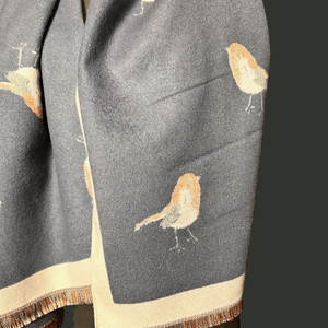 KNIGHTSBRIDGE robin print reversible long scarf