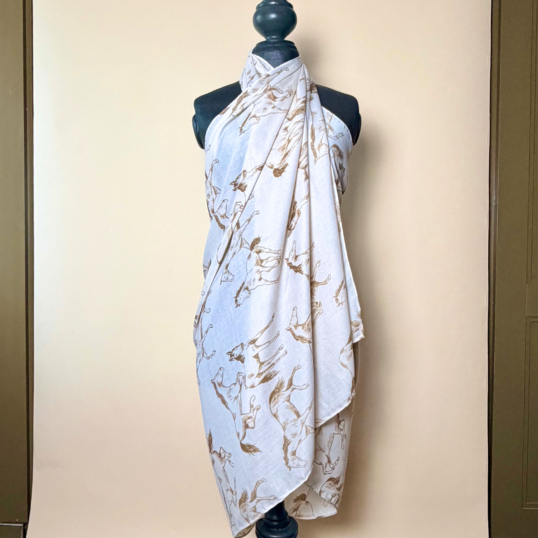 Lavenham - lightweight long scarf/sarong with horse design