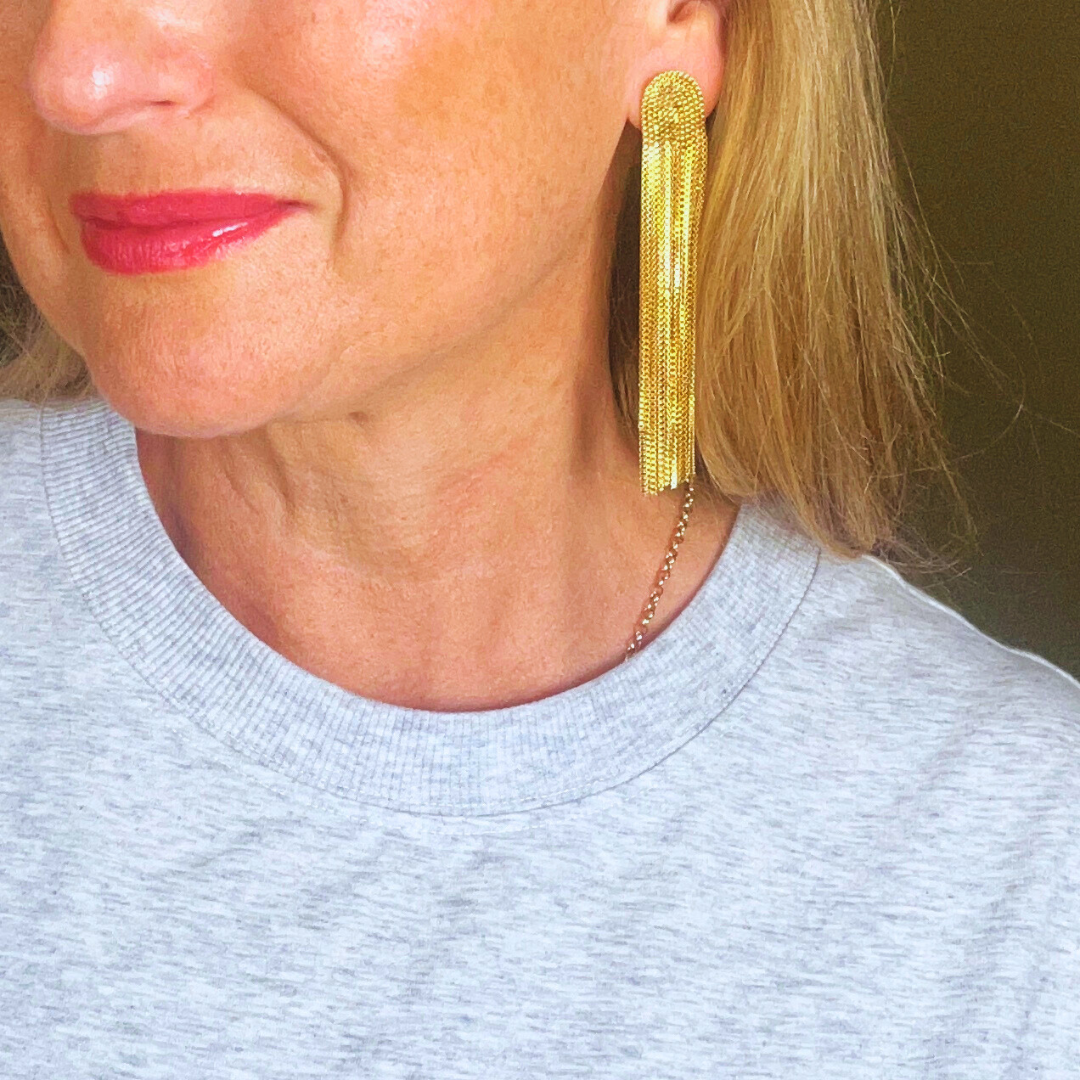 MONIQUE steel fringe statement earrings