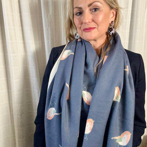 Robin print reversible long scarf 'KNIGHTSBRIDGE'