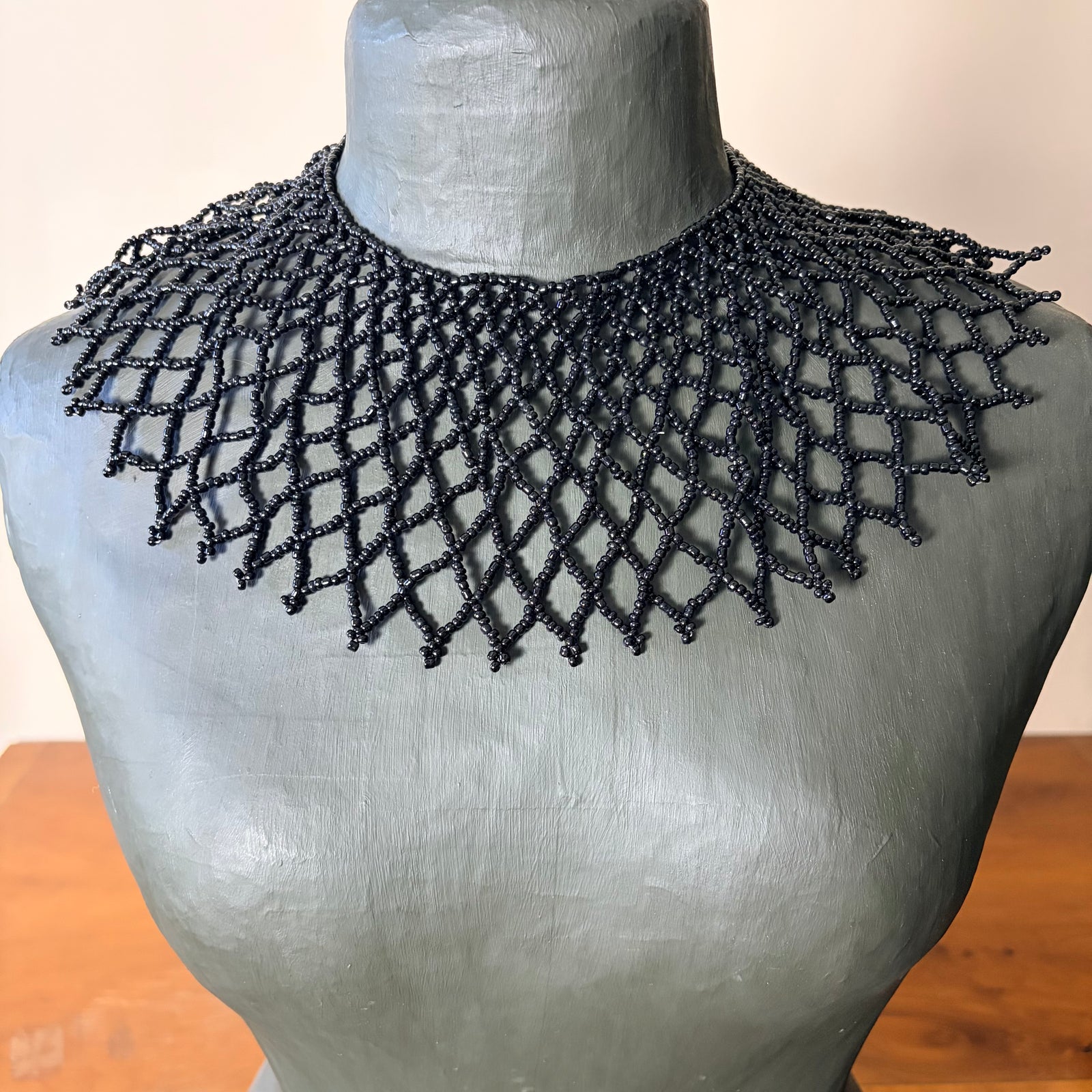 Beaded bib statement choker necklace 'ANJALI'